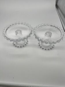 Candlewick Footed Dessert Plate / Stand Hobnail set of 2