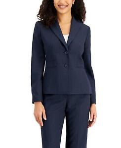 Le Suit Women's Three-Pocket Two-Button Blazer Blue Size 10