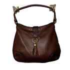 Talbots Handbags Hobo Leather Brown Shoulder Bag Tassel Zip Closure