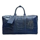 Crocodile alligator belly leather blue duffle bag, Travel Luggage bag, Sport bag