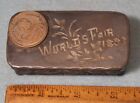 1893 Chicago World’s Fair VANITY PIN BOX w/ Columbus Medal on Lid
