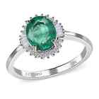 LUXORO 14K White Gold AAA Emerald Diamond Halo Ring Size 10 Ct 1.9 H Color I3