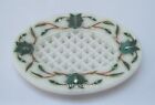4.5x3.5 Inches White Marble Soap Dish Filigree Work Bathroom Accessories Holder