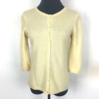 Lord & Taylor Sweater Women S Yellow 100% Cashmere 3/4 Sleeve Cardigan 32x22
