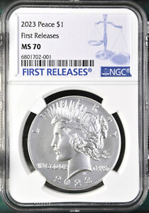 2023 p uncirculated peace silver dollar ngc ms 70 first releases fr   in hand