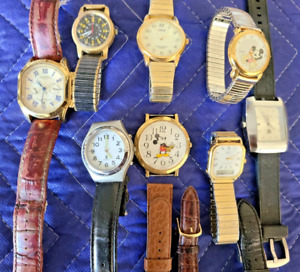 Mixed lot of 8 estate found wrist watches Mickey Mouse, Seiko, Lorus, Tag etc.