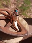 Running Bear Copper over Sterling Silver Paw & Claw Turquoise Ring Navajo 7-1/2