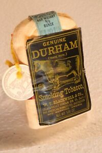 Antique Empty Bull Durham Smoking Tobacco Pouch W/Tag Labeling & Rolling Papers