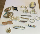 LOT OF VINTAGE JEWELRY-ART DECO STERLING, RHINESTONES, CAMEO, GOLD FILLED &