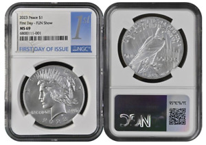 2023 Peace Silver Dollar $1 2pc Set NGC MS69 First Day Fun Show