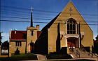 First Lutheran Church ~ Missouri Synod ~ Rice Lake Wisconsin WI ~ 1950s postcard