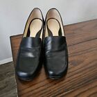Womens Antonio Melani Pretty Black Leather Loafer High Heels Shoes Size 7.5 W