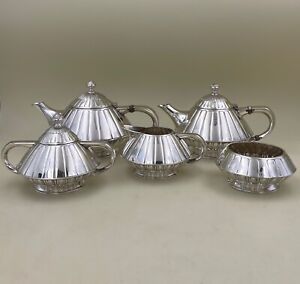 Reed Barton Art Deco Sterling Silver 5-Piece Tea Coffee Set Service