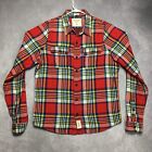 Abercrombie Fitch Mens Flannel Plaid Shirt size XXL Muscle Fit Long Sleeve Red