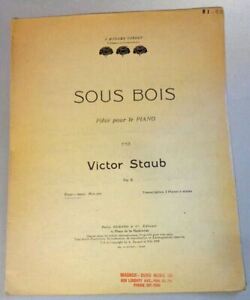 New ListingSous Bois Victor Staub 2 Pianos Sheet Music 1902 Durand & Co. Op. 6 Vintage