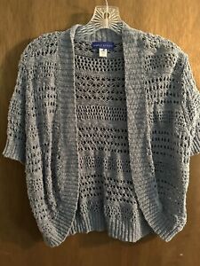 Woman’s Simply Styled Open Sweater Cardigan Size L Sleeve Blue