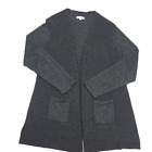 Orvis Sweater Cardigan Gray Women's XL Merino Wool Open Front Tunic Midi Pockets