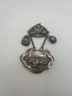 Qing Dynasty Antique Old Chinese Silver Repousse Double Sided Lock Pendant