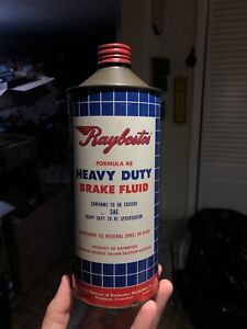 Vintage Raybestos Heavy Duty Brake Fluid Oil Can Gas Sign Advertising Cone Top