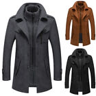Mens Casual Trench Coat Wool Blends Coats Autumn Winter Cold Resistant Overcoat