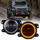 LED Amber Halo DRL Fog Lights Driving Lamp For 2007-2018 Jeep Wrangler JK JKU (For: More than one vehicle)