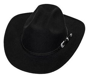 Western Cowboy Hat for Men Women - Classic Felt Wide Brim 7-7 1/4 Black pack of1