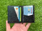 Black Crocodile Slim Minimalist Wallet RFID Mens Leather Credit Card Holder