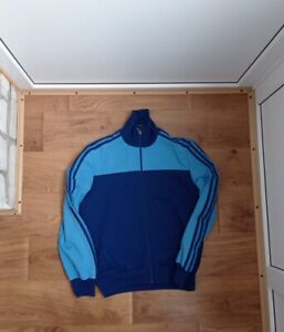 Vintage 80s Adidas Men's Blue Striped Track Jacket Made in Yugoslavia Size S
