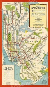1951 Manhattan NYC Subway Historic Map - 24x42