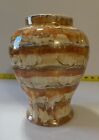 Natural Banded Onyx Or Stone Vase Large Stunning Brown Gold Autumn Polished
