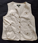New ListingMens XL Orvis Cotton Fishing Vest Button Up Ivory Lightweight