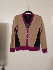 Charter Club Luxury 100% Cashmere XS Cardigan Sweater Colorblock Button Up Pink