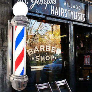 Barber Shop Pole Rotating Light Hair Salon Red/Blue/ White LED Stripes Sign Lamp