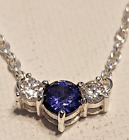 Natural Tanzanite Necklace w/White Beryl 925 Sterling Silver Chain 18