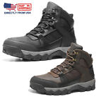 Mens Hiking Boots Waterproof Mid Top Trekking Boots Climb Leather Work Boots