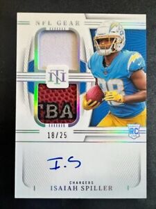 New Listing2022 PANINI NATIONAL TREASURES ISAIAH SPILLER NFL GEAR ROOKIE PATCH AUTO /25