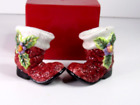 Fitz and Floyd Christmas Santa boots Red Ceramic Salt and Pepper Shakers w/ box
