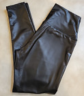 Hot Kiss Faux Leather womens pants Size Large Black Stretchy Pull on fleece line