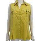 Akris Punto Citron Yellow Green Sleeveless Utility Blouse Top Shirt Size 14