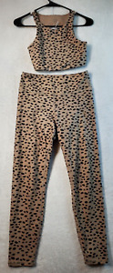 Lulus Two Piece Set Top & Leggings Womens Brown Leopard Print Polyester Outdoor