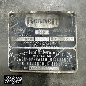 Original BENNETT 962 ID Tag - Gas Pump Parts #3