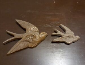 Set of 2 Vintage Burwood Products Brown Bird Wall Hanging Home Decor