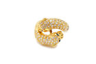 18k Yellow Gold Diamond Panther Ring Size 6.5 Sapphire Eyes Bypass Pave Italy