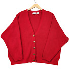 PK Elliot Plus Sweater Woman's 20W Red Cardigan Vintage Christmas Shoulder Pads