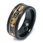 The Zeus - Hammered Gold Leaf and Meteorite Mens Ring, Black Hammered Mens Ring