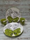 Set of 4 - Gates Ware By Laurie Gates Lime Green Dinner Plates & Mugs Butterfly