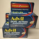 Lot of 2 Advil Dual Action W/Acetaminophen Pain Reliever 144 Caps Total Exp 2026