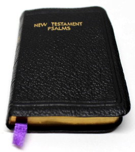 2 Pocket Size Bibles New Testament PSALMS Leather Bound Gold Leaf Presented 1963