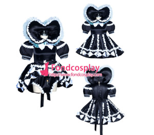 Sissy maid Satin dress lockable Uniform cosplay costume