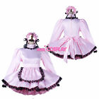 Sissy Maid Pink Satin Lockable Dress Cosplay Costume Tailor-made